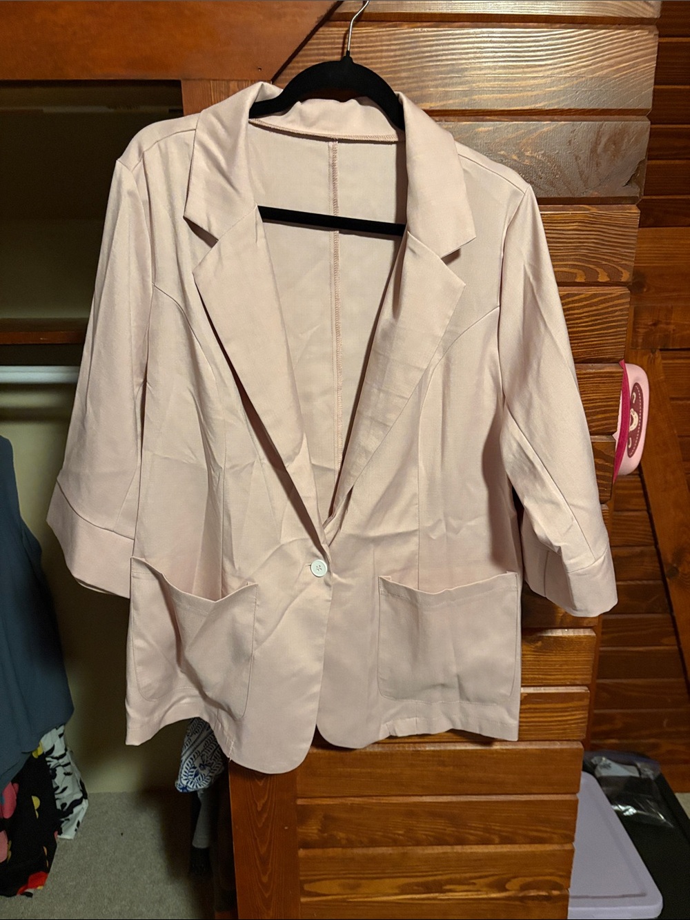SHEIN Pale Pink Single-Button Blazer